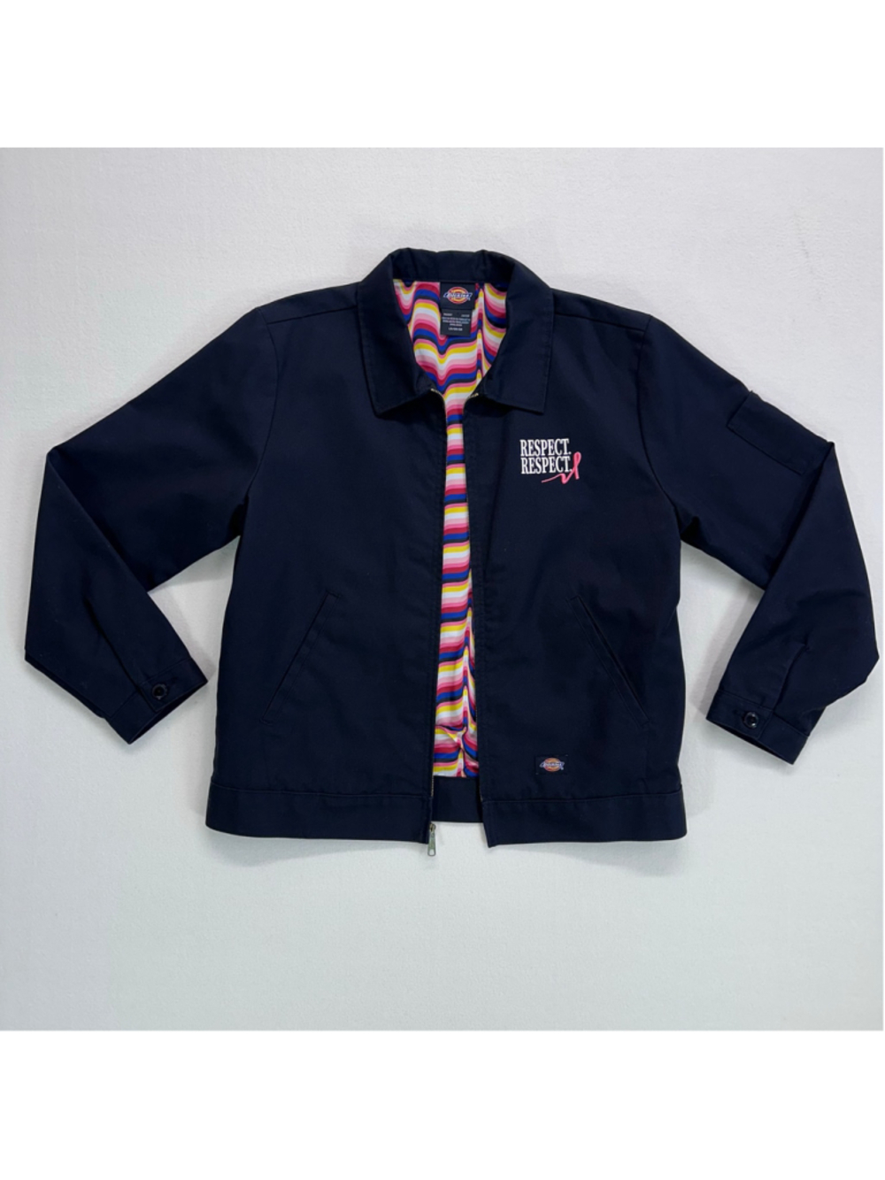 Dickies Respect Breast Cancer Awareness Eisenhower Jacket Black Lined Size Large